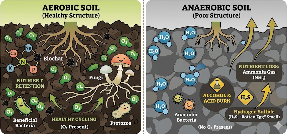 Aerobic versus anaerobic soil graphic
